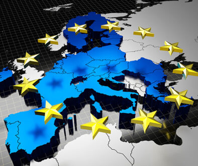 European Union map and flag - 3D illustration